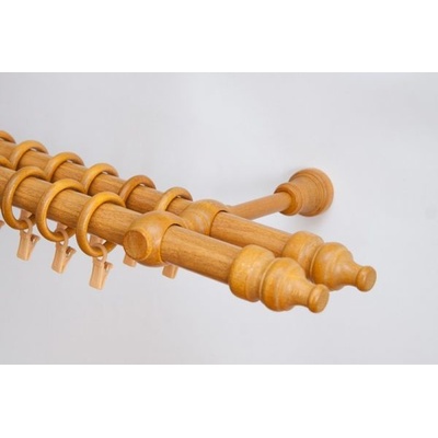 Garnyze-levne Dřevěná záclonová tyč dvouřadá Zlatý dub Favorite 28 mm 150 cm
