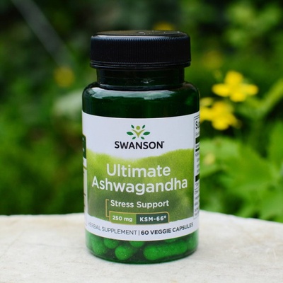 Swanson Ashwagandha Ultimate KSM-66 250 mg 60 rostlinných kapsúl