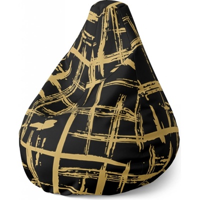 Sablio sedací vak Pear zlaté malování 140 x 100 x 25 cm