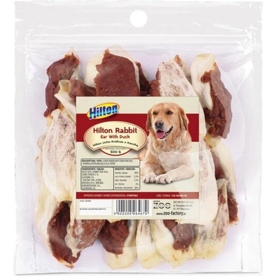 HILTON Rabbit ear with duck žvýkačka pro psy 500 g