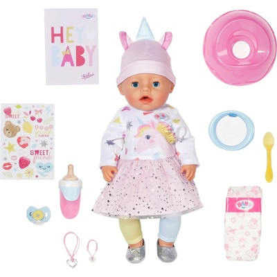 Zapf Creation BABY born Emma 43 cm s jednorožčím kostýmem a 10 funkcemi