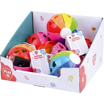 Teddies Míč duhový plast 10cm 6 ks v boxu