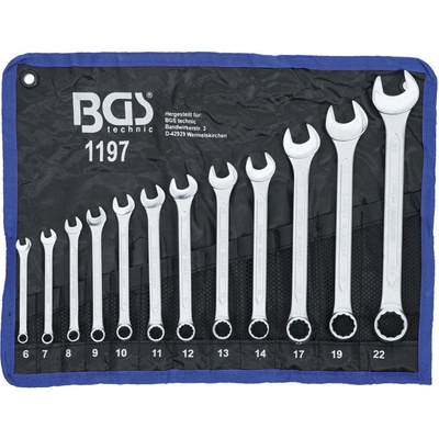 BGS technic Očkoploché klíče, velikosti 6-22 mm, sada 12 ks v obalu BGS 1197