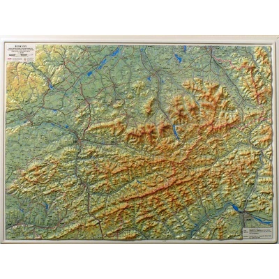 Beskydy 1:100 000 - plastická mapa 100 x 75 cm v dřevěném rámu