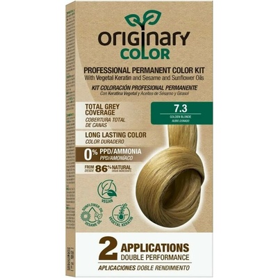Herbatica Profesionální sada na barvení vlasů s keratinem a rostlinnými oleji Originary Color Barva: Zlatá blond 7/3