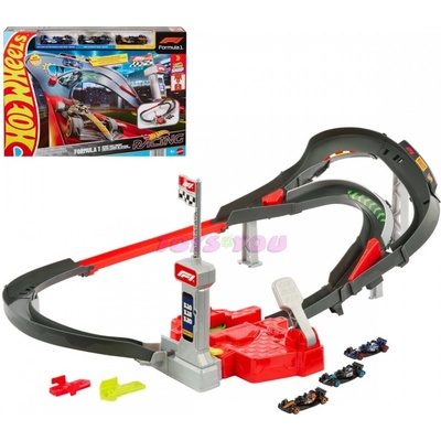 Mattel JDY15 Hot Wheels Racing závodní dráha Formule 1 a 3 autíčka 1:64