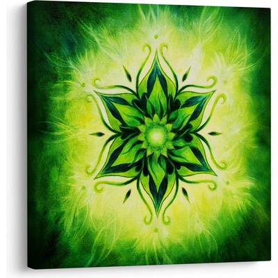 Obraz - Kvetinová mandala v zelenom pozadí, jednodielne 30x30 cm