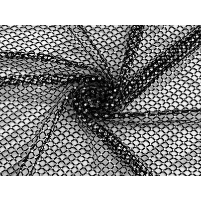 Pružná síťovina s broušenými kamínky metráž, střední, 2 černá crystal
