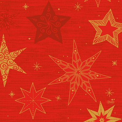 DUNI servítky 3-Ply Star Stories Red 33X33Cm 50ks