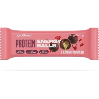GymBeam Protein energy balls jahoda vanilka 45 g