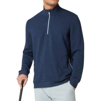 Original Penguin MIDWEIGHT 1/4 ZIP MIXED MEDIA HERITAGE PULLOVER BLACK IRIS BIJOU HTHR