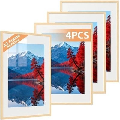 Sada 4 fotorámečků Alyvisun A3, rámeček na fotografie A3 20,5x28,7 cm s podložkou nebo 28,7x41 cm