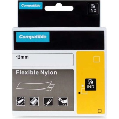 PRINTLINE kompatibilný páska s DYmO 18490 12 mm 3.5 m černý tisk/žlutý podklad RHINO nylonová fle x ibilní PLTD70