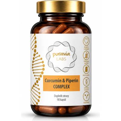 Puravia Labs Kurkumin & piperin komplex 90 kapslí