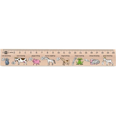 Metrie Didakt-M02 Dřevěné pravítko s potiskem Animals Speak 20 cm