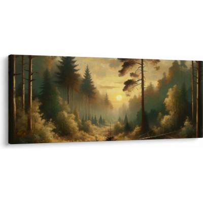Obraz - Slunce zářící lesem, jednodílný 120x50 cm