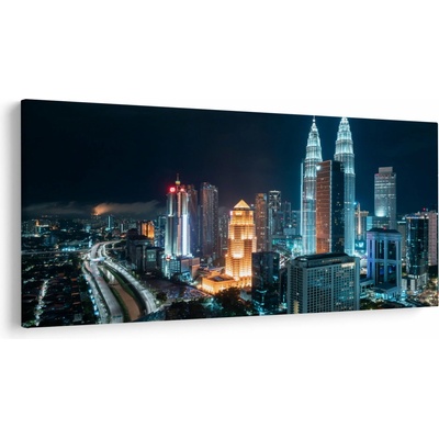 Obraz - Noc v Kuala Lumpur, jednodielne 200x100 cm