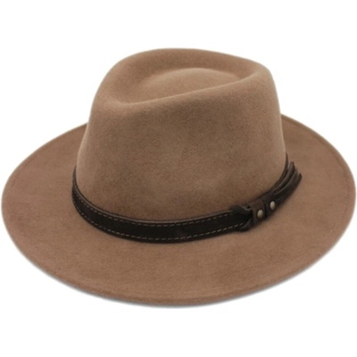 Fiebig Headwear since 1903 Nepromokavý klobouk fedora z vlny béžový