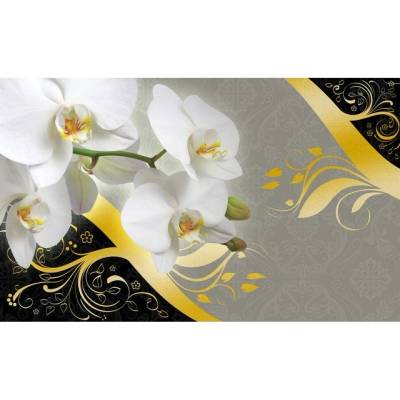 Preinterier FT3616 Fototapeta na stenu Biele kvety na sivočiernom pozadí vlies 104cm x 70cm