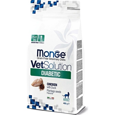 MONGE VetSolution Cat Diabetic diétne suché s cukrovkou Diabetes Mellitus 0,4 kg