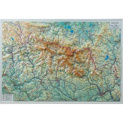 Krkonoše - nástěnná plastická mapa Varianta: bez rámu, Provedení: plastická mapa