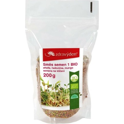 Zdravý deň BIO Alfalfa, reďkovka, mungo - zmes - bio semená na klíčenie - 200 g