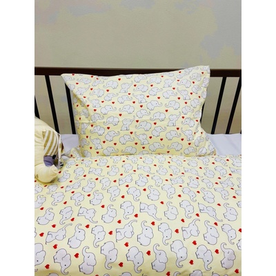 TiaHome obliečky Sloník žlté 130x90 cm 65x45 cm
