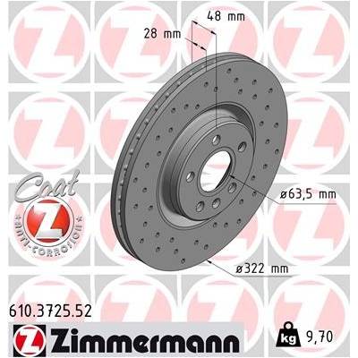 ZIMMERMANN Brzdový kotúč 610372552