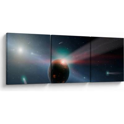 Obraz planetky, třídílný 90x30 cm