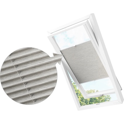 Zebra-shop Zastiňující roleta Plissé pro střešní okno Sv. Šedý melír PD306 Velux M08 bílá