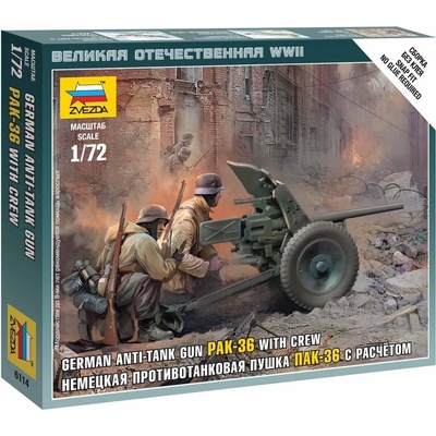 Zacvakávací figurky Zvezda German Gun Pak 36 with Crew 1:72