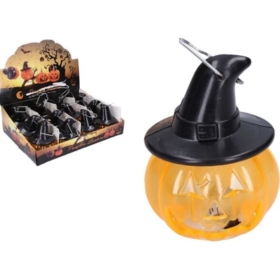 Dekorace plast Halloween dýně svítící na pověšení 8,5x6,5cm - 1ks