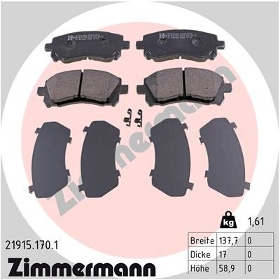 ZIMMERMANN Sada brzdových platničiek kotúčovej brzdy 219151701
