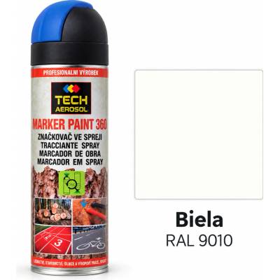 PRO-TECH Marker Paint 360° značkovací sprej 500 ml – biela (RAL 9010)
