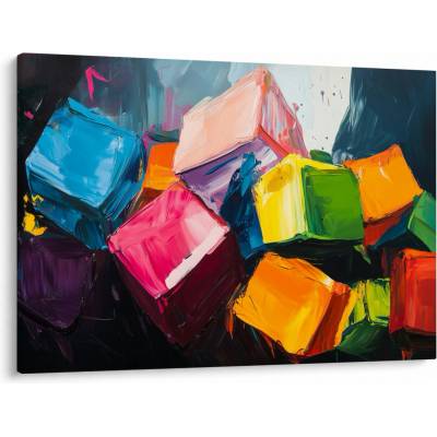 Obraz - Barevné krychle, jednodílný 100x70 cm
