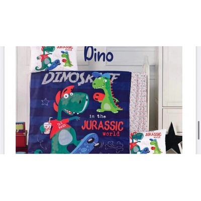 TiaHome Obliečky bavlna detské modré Dino 130x90 45x65
