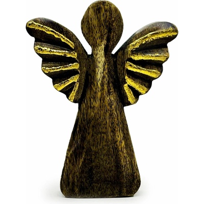 Artisan India Soška anděla z mangového dřeva | 19 cm