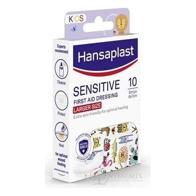 Beiersdorf Hansaplast SENSITIV KIDS Zvieratká XL náplasť detská, 6x7 cm 10 ks