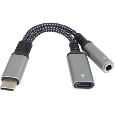 PremiumCord Redukce USB-C /3,5mm jack s DAC chipem + USB-C pro nabíjení 13cm 8592220022891