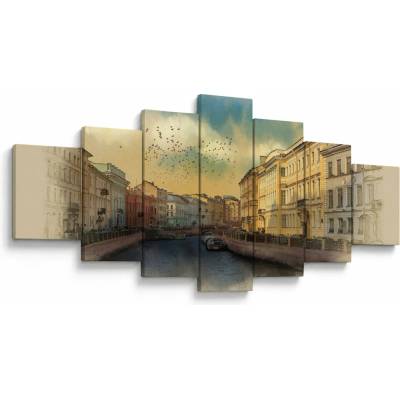 Obraz - Moyka rieka, Petrohrad, Rusko, sedemdielne 210x100 cm