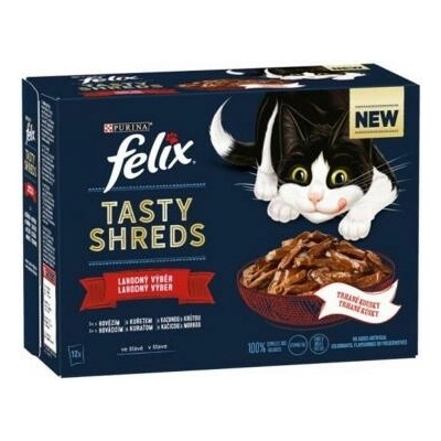 Felix Tasty Shreds lahodný výběr maso+drůbež ve šťávě 6 x 12 x 80 g