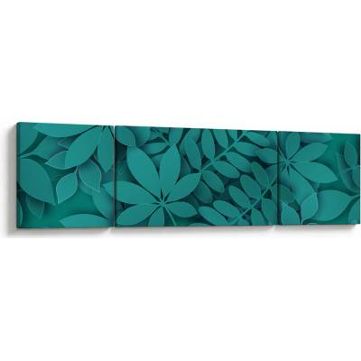 Obraz - Tyrkysové listy, třídílný 170x50 cm