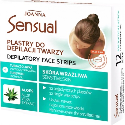 Joanna Sensual Aloe Vera depilační náplasti na obličej 12 ks a jemný olej 10 ml