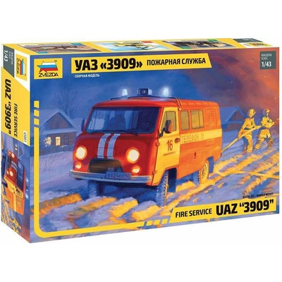 Zvezda Model Kit Fire service UAZ 3909 43001 1:43