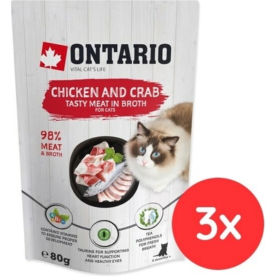 ONTARIO Cat Chicken and Crab in Broth 3x80 g