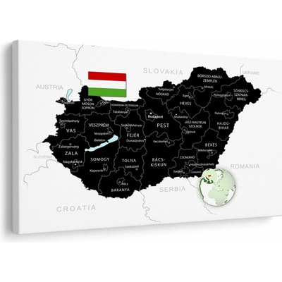 Obraz štýlová čierna mapa Maďarska