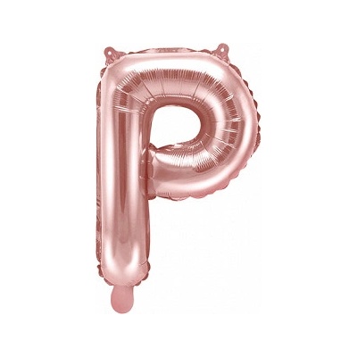 PartyDeco Fóliový balón Mini Písmeno P 35 cm ružovo zlatý