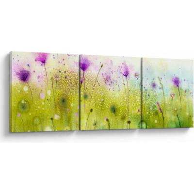 Obraz - Luční kvítí, třídílný 90x30 cm