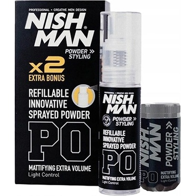 Púder na vlasy v spreji s rozprašovačom NISHMAN POWDER na styling vlasov 20g+20g P0