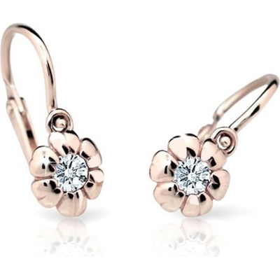 Cutie Jewellery detské náušnice z ružového zlata C2151-10-X-4 biela
